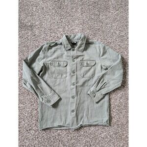 Hot Topic Olive Green Button Up Utility Shirt Cotton Small